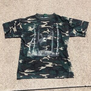 Vintage Camo Deer Graphic Shirt Tee Size XL 90s